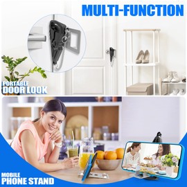 Portable Door Lock for Hotel Rooms Apartment Locks for Travel or a Cell Phone Stand Upgraded Home Security Defender Door Lock Latch Extra Lock from Inside Hotel Safety Door Locks for Travelers