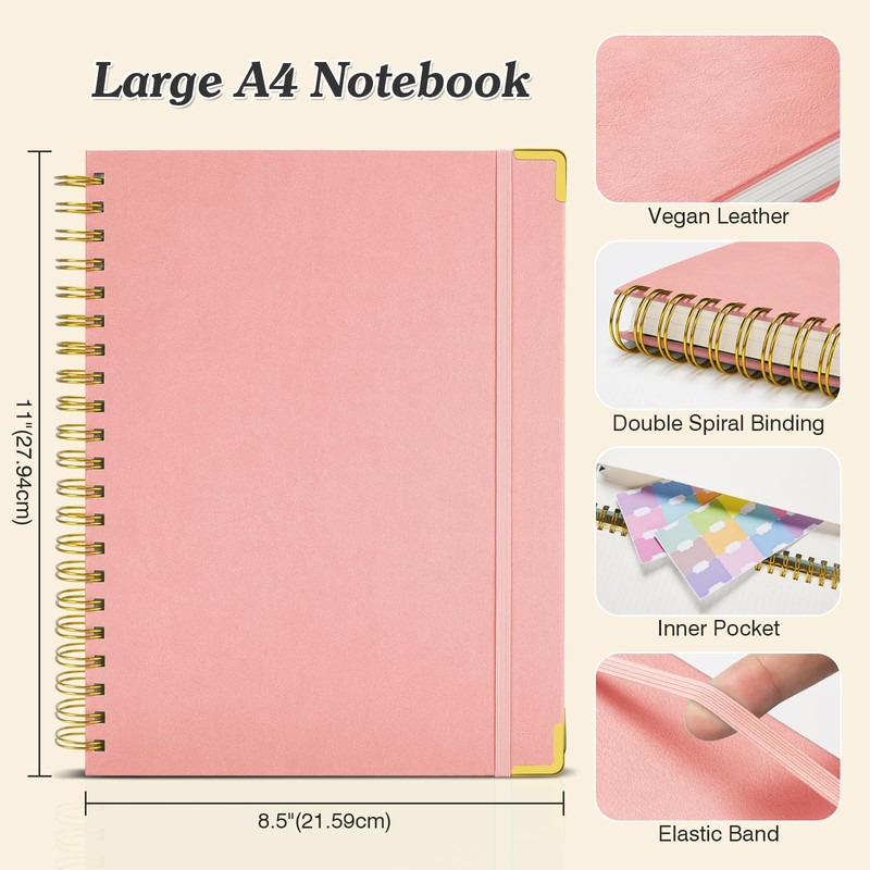 Spiral Notebook 8.5" x 11", 300 Numbered Pages Notebooks College