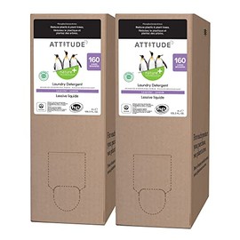 ATTITUDE Laundry Detergent, Plant and Mineral-Based Formula, He, Vegan and Cruelty-free Washing Machine and Household Products, Bulk Refill Format, Lavender, 160 Loads, 135.26 Fl Oz (Pack of 2)
