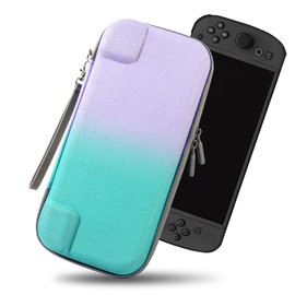 Emekon Switch2 Case, Switch 2 Case, Gradation Color, Carrying Case, Portable, Lightweight, Shockproof, Cute, Holds 10 Game Cards, Joycon Protection (Purple Green)