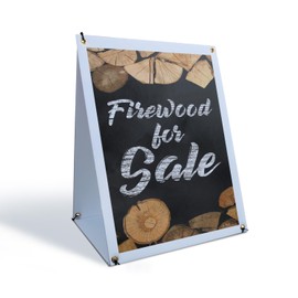 Firewood For Sale Sidewalk Sign 18 Inch x 24 Inch A-Frame Images On Both Sides | Affordable Pricing, Freshly Cut, Outdoor Display | Made in USA