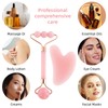 Rose Quartz Face Roller Gua Sha Set, Face Roller &