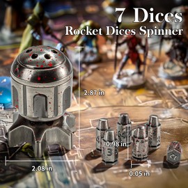 AONTESS DND Dice, Metal D&D Dice, Mechanical Dice D20, Role Playing Tabletop Games Dungeons and Dragons, MTG, RPG, D4, D6, D8, D10, D12, Rocket Dice Set for Game Lovers with Gift Box