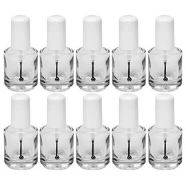 Karlash Premium Empty Polish Bottle Clear + Brush + Mixing ball + White Cap 0.5 Oz - 10 Pieces