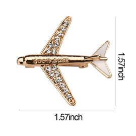 Rhinestone Airplane Brooch Pins Aircraft Badge Pins Crystal Plane Lapel Pins for Flight Attendant Uniform Badge Brooches for Suits