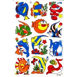 Fische Tiere Aufkleber 20-teilig 1 Blatt 270 mm x 180 mm Sticker Basteln Kinder Party