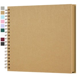 Yopih 10 x 10 Inch Hardcover Kraft Blank Page DIY Scrapbook Photo Album, 40 Pages (20 Sheets) - Perfect for Wedding Anniversaries, Family Memories, and Small Scrapbooking Projects