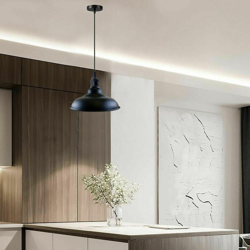 DC VOLTAGE Metal Ceiling Lamp Shade Black Inner White 32cm