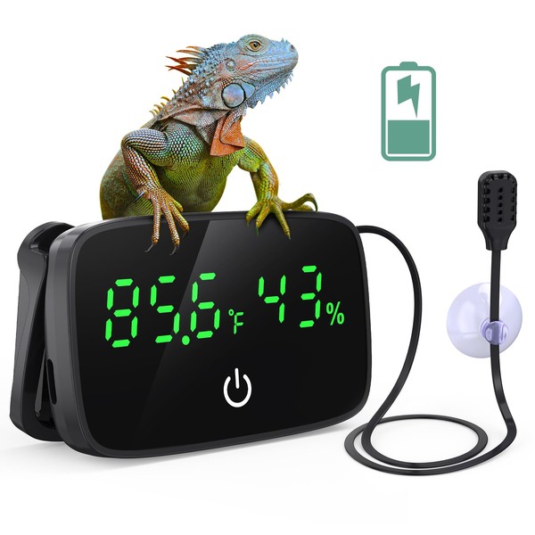 PAIZOO Reptile Thermometer Hygrometer, LED Digital Terrarium Thermometer and Humidity