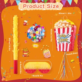 VINTS Popcorn Piñata 4 Pcs Set Piñata for Birthday Carnival Circus Parties Great Party Addition for Boys Grils Holiday Celebration (16.9×11.8×3.54in)