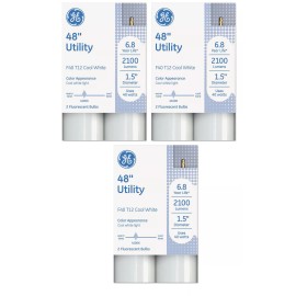 GE Lighting (6 tubes) GE F40T12 Fluorescent Bulbs, 48 inch Linear Fluorescent T12, 40