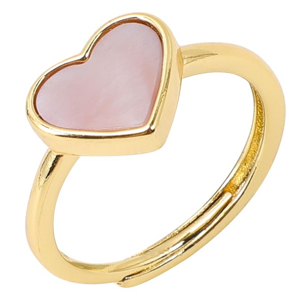 ZIIKLPEO Adjustable 14K Gold Plated Heart Ring for Women -