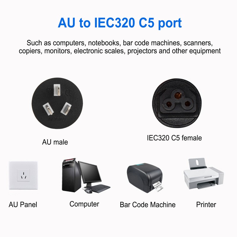 to IEC320 C5 Power Adapter 3 Prong to C5 Converter