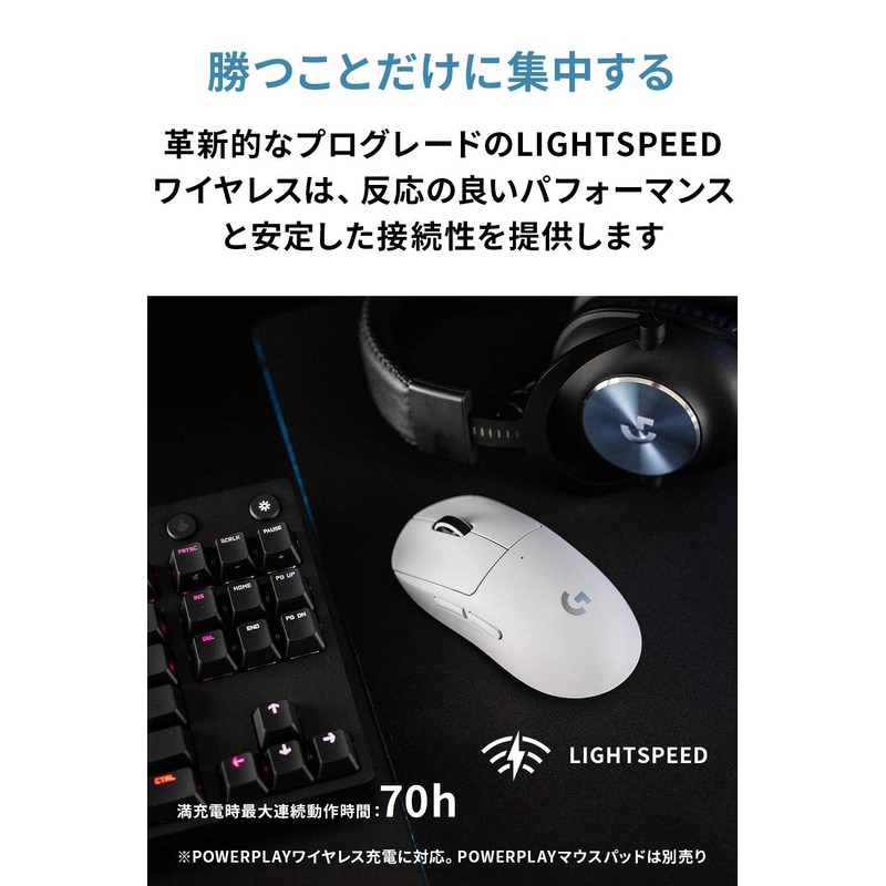 Logicool G PRO X SUPERLIGHT Wireless Gaming Mouse, G-PPD-003WL-WH, Under