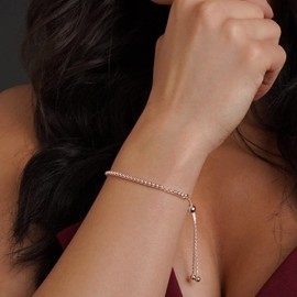 Hatton Jewellery Fancylink Bracelet, 18K Rose Gold over Sterling Silver Bracelet for Women, Friendship bracelet with slider style clasp, adjustable size and gift boxed.