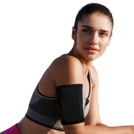 MMOBIEL Phone Holder for Running Stretchable - Size M - Phone Armband 8-12” - Black