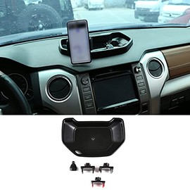 LLKUANG Black ABS Car Center Console Dash Table Storage Tray Fit for Toyota Tundra 2014-2021 Instrument Organizer Phone Holder Cradle Accessories (with Mobile Phone Holder)