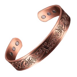 wimony Copper Bracelets for Men Women, Magnetic Copper Bracelets, Magnetic Bracelet for Men, 100% Solid Copper Magnetic Cuff Bangle, Adjustable Brazaletes Jewelry Gift