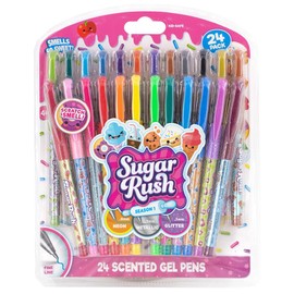 Scentos Sugar Rush Colored Gel Pens for Kids - Candy Scented Pens - Medium Point Gel Pens for Coloring - For Ages 4 and Up - 24 Count (Metallic Glitter)