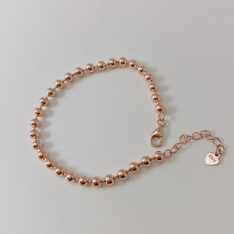 18k bracelet women ball 4mm silver bracelet color / 18k팔찌