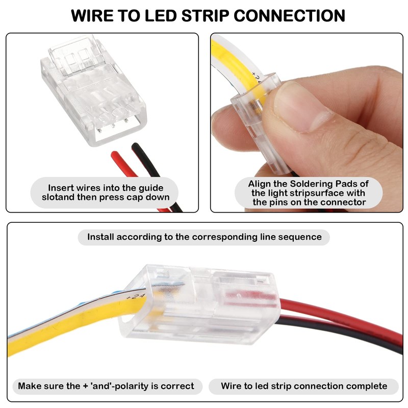 Flutesan COB LED Strip to Wire Connector 20 Pieces Waterproof
