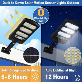 SyouHome 4 Pack Solar Street Lights Outdoor, Motion Sensor Light with Remote Control, 3 Modes 2000LM 213 LEDs Solar Parking Lot Lights Dusk to Dawn, IP65 Waterproof for Outside, Garden, Patio, Porch