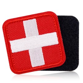 Demearly 4 PCS First Aid Patch Red Cross Medical Patches Military Med Emblem EMS Medic Patch for Backpack, Jackets, Hat, Tactical Gear (Embroidered, 1.5x1.5 in)
