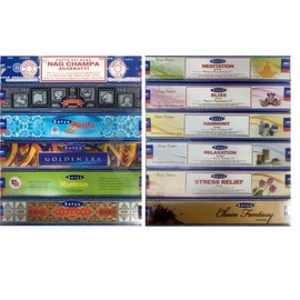 Satya Collection Gift Set for All Occasions and Seasons - Aromatherapy, Spa, Yoga, Weddings, Birthdays, Meditation, Healing, Spirituality, Positivity and Relaxation - 12 Exotics Scents (12X15g)