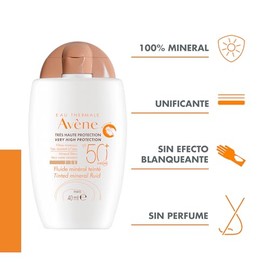 Avene Protector Solar Facial FPS50 con Color, Piel Sensible