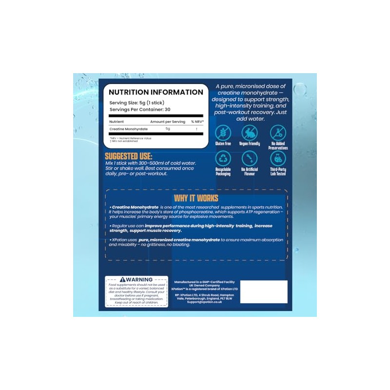 Creatine Monohydrate Sachets – 30 x 5g Micronised Servings |