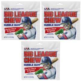 Big League Chew Original Bubble Gum 3-Pack - 2.12oz Packets - Original Baseball Gum - Big League Chew Baseball Candy Set for Treats, Party Favors & More - Softball Candy For Teams
