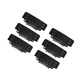 6 Pcs Stickable Wigs Clips U-Shape Snap Clips 32mm 6-Teeth Hair Extensions Clips with Rubber for Hair Extensions (Black)