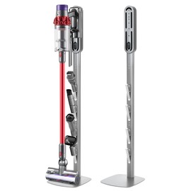 SIOMK Vacuum Stand for Dyson Gen5 V15 V12 V11 V10 V8 V7 V6, Drill-Free Standing Dock with Conceal Cables & Space-Saving Design, Stable Metal Organizer for Cordless Cleaner & Attachments, Easy Assembly