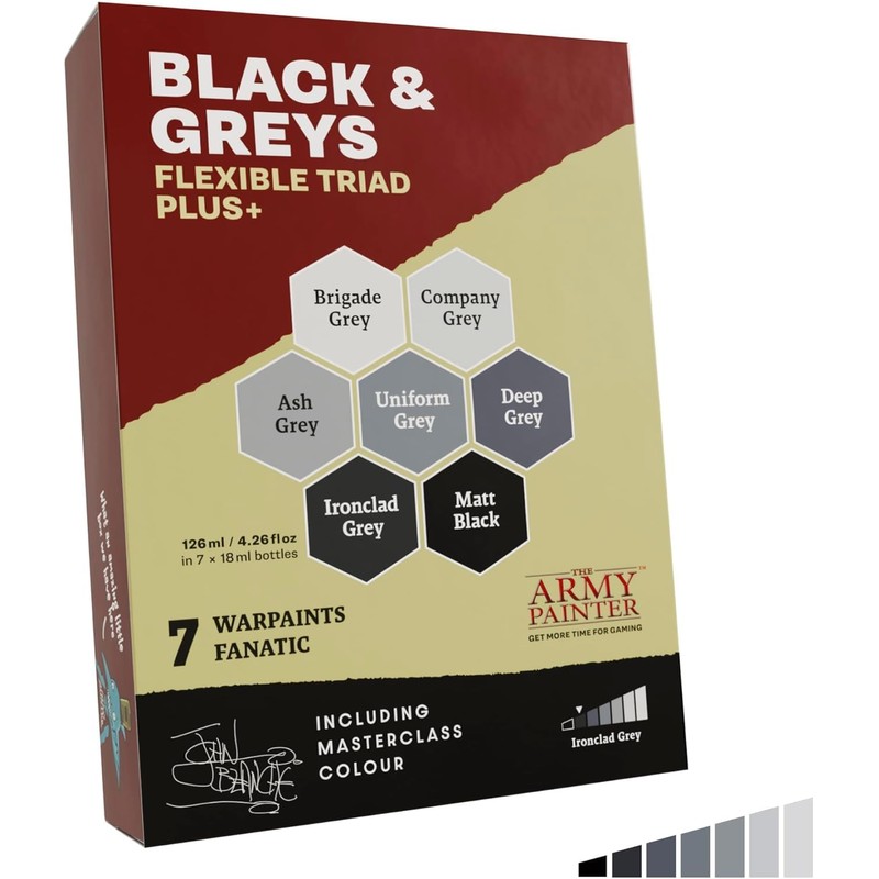 The Army Painter, Warpaints Flexible Triad PLUS+: Black & Greys,