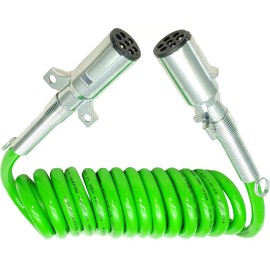 AGORA 7-Way ABS 15"\' Green Coil Trailer Electric Cable Power Cord Lead EL27715
