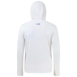 BASSDASH Men’s UPF 50+ Fishing Hoodie Shirts with Chest Pocket Lightweight UV Sun Protection Long Sleeve Hiking Sports FS34M White