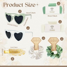 40 Pieces Bridesmaid Scrunchies Proposal Gift Set Include Bridesmaid Hair Claw Clips Scrunchies Heart Sunglasses Hair Clips for Wedding Bridal Shower Bachelorette Party Favors Supplies,Sage Green