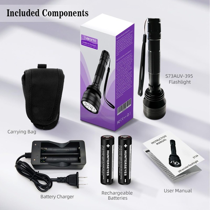 Waklyte Black Light UV Flashlight, High Power Blacklight Flashlight Rechargeable,