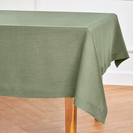 Solino Home Linen Tablecloth 60 x 90 Inch - 100% Pure Linen Oil Green Table Cloth for Rectangle Tables - Fete, Machine Washable Fabric Tablecloth for Father's Day, Summer