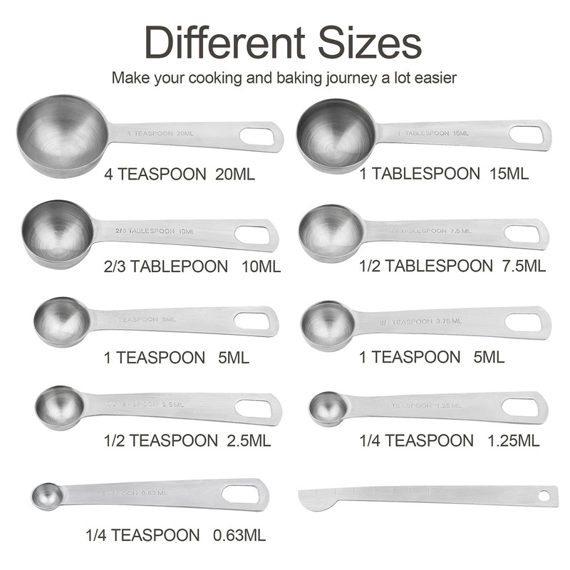 Smithcraft Measuring Cups and Spoons Set, 18/8 Stainless Steel Measuring
