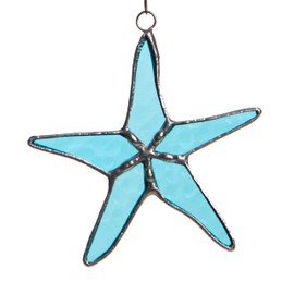 Stained Glass Starfish Suncatcher Aqua Blue 3" - Great for Coastal Home Decor, Bedroom Decor, Kitchen Decor and Hanging Window Decor - DGE Distribution