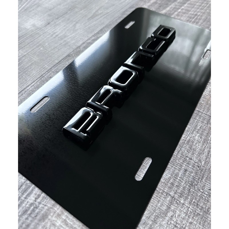 ADS 3D Bronco Glass Black On Black License Plate New