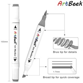 ArtBeek 6pcs Gray Alcohol Markers, Brush Tip Art Markers for Building Interior Design Drawing