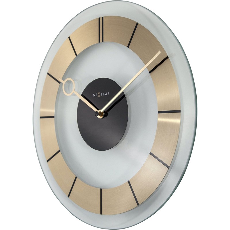 NEXTIME 2790GO Retro Gold Glass Clock, 31.0 x 31.0 x