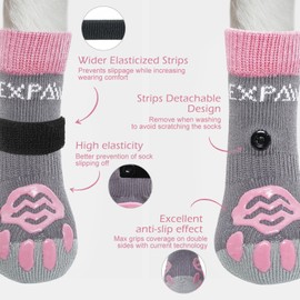 EXPAWLORER 6PCS Anti-Slip Dog Socks to Prevent Licking Paws,Dog Shoes for Hot Pavement,Best Paw Protector Traction Control on Hardwood Floor,Dog Booties for Puppy Small Medium Large Senior Dogs
