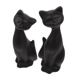 Sosoport 1 Pair Cute Couple Cat Statue Ceramic Animal Figurine for Home Decor Unique Wedding Delicate Cat Ornaments Smooth Edges Stable Flat Bottom Design