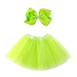 Jastore Falda tutú de Princesa con Lentejuelas y Estrellas en Capas para niñas, Verde Claro, Talla única