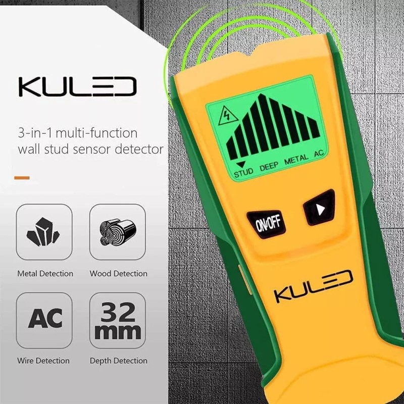 KULED Stud Finder, 3 in 1 Multi-Function LCD Display Wall