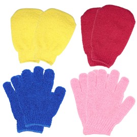 GWAWG Exfoliating Gloves 4 Pairs Body Scrub Bath Gloves for Shower Body Dishwasher Gloves