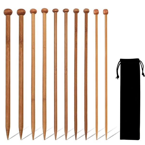 10 Pcs Knitting Needles, Bamboo Knitting Needles, 5 Sized Knitting
